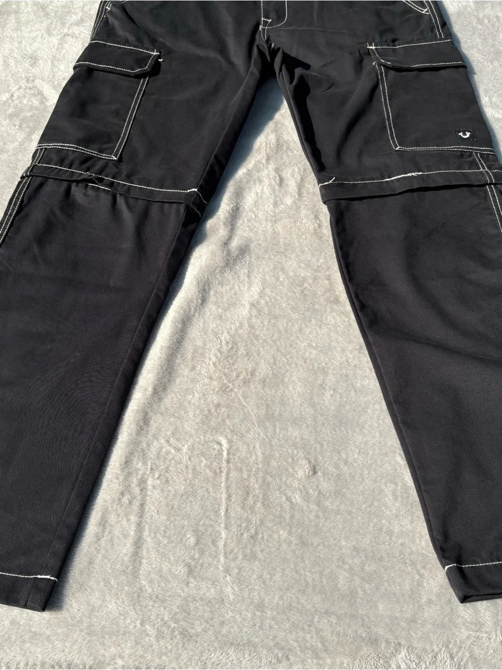 NWT Men’s True Religion Convertible Zipper Cargo Pants Jeans Black Size 30 READ